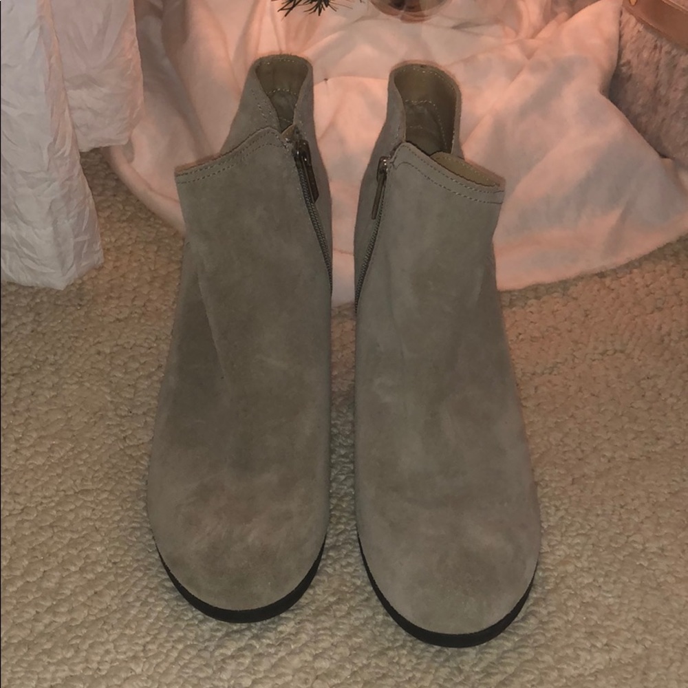 Tan sued booties
